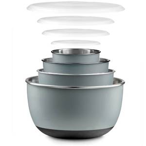 lot 89330 image: FineDine Stainless Steel Mixing Bowls Set with Lids, Home Kitchen Cooking Essentials Household Must Haves for Baking, 5 Pieces