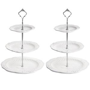 lot 89331 image: Bekith 2 Pack 3-Tier Porcelain Cupcake Stand, White Elegant Tiered Dessert Stand, Cakes Fruits Candy Pastry Buffet Serving Tray Platter for Tea Party Wedding Baby Shower Home Birthday