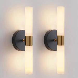 lot 89332 image: KUZZULL Wall Sconces Set of Two Black and Brass Gold Wall Lamp Sconces Wall Lighting with White Glass Wall Lights Wall Light Sconces Wall Decor Set of 2 for Living Room Wall Scones, Wall Lights