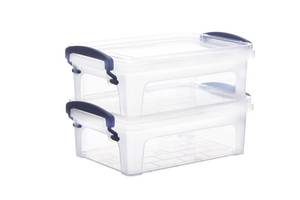 lot 89333 image: Superio Storage Bins with Lids, Clear Plastic Containers for Organizing, Stackable Totes, BPA Free, Odor Free, Organizer Boxes for Home, and Dorm (2 Pack, 1.25 Qt)