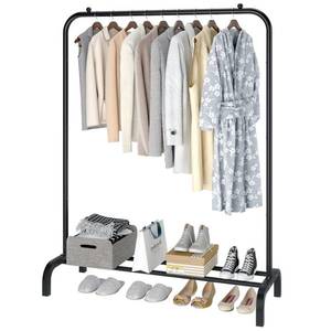 lot 89339 image: MOYIPIN Metal Clothing Rack, Single Rod Portable Garment Rack for Hanging clothes, Cloths Rack for Bedroom, Balcony 43.31inch, Black