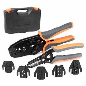 lot 89341 image: iCrimp Ratcheting Crimping Tool Set 8 PCS - Quick Exchange Jaw for Heat Shrink, Open Barrel, Insulated and Non-Insulated Ferrules AWG 20-2