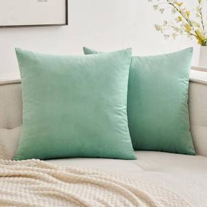 lot 89352 image: MIULEE Pack of 2 Greyish Green Velvet Throw Pillow Covers 18x18 Inch Soft Solid Decorative Square Set Cushion Cases for Spring Couch Sofa Bedroom