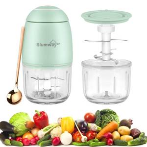 lot 89356 image: 300ML Electric Mini Food Processor, 60W Cordless Food Press Garlic Chopper, Mini Blender For Garlic,Vegetable,Fruit,Onions,Chili,Meat,Salad,Baby Food, Glass Container (Green)