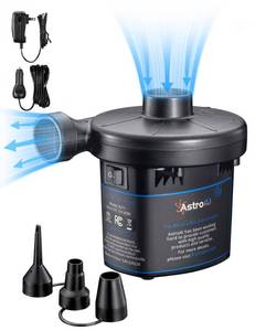 lot 89362 image: AstroAI Electric Air Pump for Inflatables Air Mattress Portable Inflator Deflator Pumps with 3 Nozzles for Inflatable Cushions Air Beds Swimming Ring Pool Floats Toy Raft for HomeYard 120V ACDC�