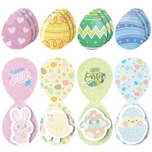 lot 89363 image: BunneDany 12 Packs Cute Easter Sticky Notes Colorful Easter Egg Bunny Chick Self-Stick Memo Pads Kawaii Office School Stationery Supplies Party Favors Holiday Gifts for Kids Students Planning Reminder