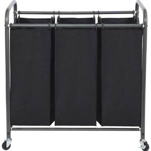 lot 89376 image: STO STO Laundry Sorter 3 Section, 3 Bag Laundry Hamper, Rolling Laundry Cart, Laundry Basket with Heavy Duty Lockable Wheels and Removable Bag for Clothes Storage, Black