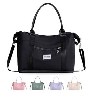 lot 89383 image: BECOJADDE Travel Bag Expandable with Trolley Sleeve and Detachable Strap, Women Gym Bag with Wet Compartment and Separate Shoe Bag (Purple, L)