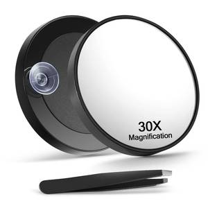 lot 89397 image: Macaki 30X Magnifying Mirror with 2 Suction Cups, 3.5 inches Magnified Makeup Mirror and Slant Tweezers,Black1PC