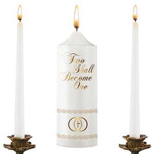 lot 89412 image: Frienda Unity Candles for Wedding Ceremony Set, Unity Wedding Candles Set, Wedding Ceremony Candles, Catholic Religious Wedding Accessories Extra Large Candle Taper Candles (Cross)