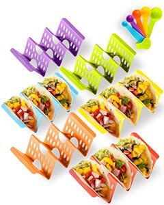 lot 89429 image: Aofure Premium Large Taco Holder Stand, Colorful Taco Holders Set of 6 or 4, Taco Stands for 3 Tacos, Soft or Hard Taco Shell Holder, Street Taco Rack, Taco Tray Plates, Dishwasher&Microwave Safe