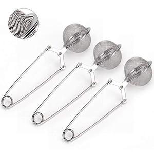 lot 89430 image: Snap Ball Tea Strainer, JEXCULL 3 Pack Premium Stainless Steel Tea Infuser with Handle for Loose Leaf Tea Fine Mesh Tea Balls Filter Infusers