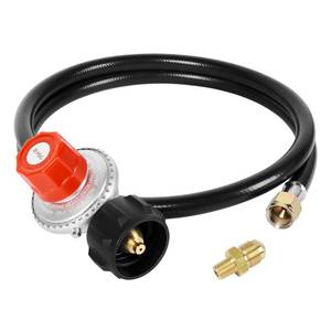 lot 89437 image: SHINESTAR 0-20 PSI Adjustable Propane Regulator and Hose with Orifice Kit, 4 Feet Gas Burner Hose Replacement for Turkey Fryer, Fish Cooker, Fire Pit, Forge and more