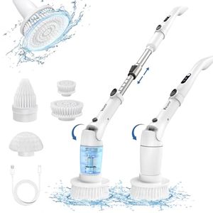 lot 89441 image: VEWIOR Electric Spin Scrubber, Cordless Cleaning Brush with Display and 3 Adjustable Angle 2 Speeds 4 Replaceable Brush Heads, Electric Cleaning Brush for Floor Bathroom Tub Tile Kitchen Window