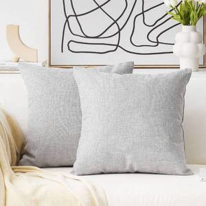 lot 89443 image: Home Brilliant Throw Pillows Linen Euro Sham Decorative Pillow Cover for Couch, 24x24 inches(60x60cm), 2 Pack, Light Grey