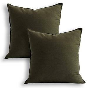 lot 89453 image: Jeanerlor Set of 2 Decorative 26x26 Cotton Linen Chair Throw Pillow Case Green for Sofa Durable Classy, Comfortable Cushion Cover for Coffee ShopBar (65 x 65cm) Olive Green