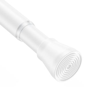 lot 89463 image: AIZESI Shower Rod 34-59 Inch - Non-Slip, No Drill spring curtain tension rod Never Rust Adjustable Tension Curtain Rod, White Shower Curtain Rod