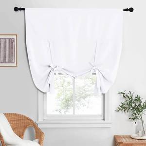 lot 89465 image: NICETOWN Pure White Curtain Thermal Insulated Tie Up Window Shade for Kitchen Light Blocking Curtains for Bathroom, Rod Pocket, Single Panel, 52in Wide by 63in Long