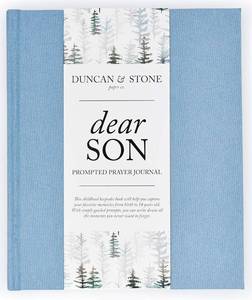 lot 89471 image: Dear Son Prompted Baby Memory Book (Blue, 230 Pages) by Duncan & Stone - Milestone Baby Book Keepsake for 18 Years - Guided Journal - Guided Kids Journal with Prompts
