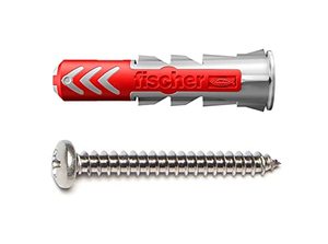 lot 89484 image: fischer DuoPower Group Powerful Universal Plug with Panhead Screw, Intelligent 2-Component Technology for Fastenings in Concrete, Bricks, Gypsum Plasterboard, Different Sizes (50, 14 x 1-316)