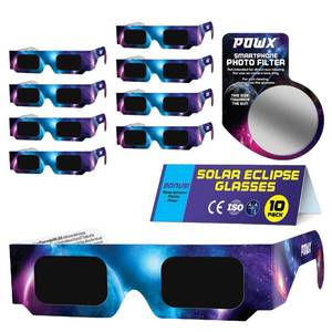 lot 89501 image: Approved Solar Eclipse Glasses 2024, (10-Pack) CEISO Certified Solar Eclipse Viewing Glasses, Bonus Smartphone Photo Filter