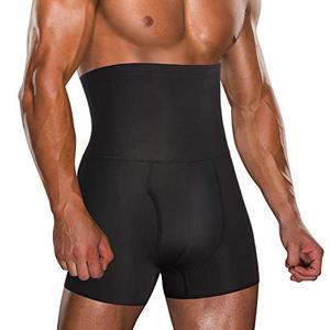 lot 89507 image: TAILONG Men Tummy Control Shorts High Waist Slimming Underwear Body Shaper Seamless Belly Girdle Boxer Briefs (Black with Fly, 2XL)