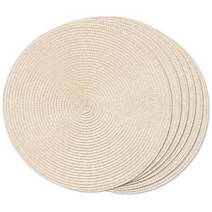 lot 89525 image: FunWheat Round Braided Placemats Set of 6 Table Mats for Dining Tables Woven Washable Non-Slip Place mats 15 inch (Ivory Beige, 6pcs)