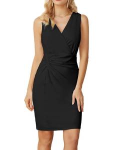 lot 90429 image: GRACE KARIN Women Ruched Bodycon Work Dress Sleeveless Business Casual Dresses Black XXL