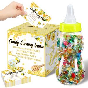 lot 90437 image: Glenmal 52 Pcs Baby Shower Games Gift Sets Large Baby Bottle for Shower Game Guess How Many Candies Baby Shower Decorations for Baby Shower favors Games Gender Reveal(Sweet As Can Bee)
