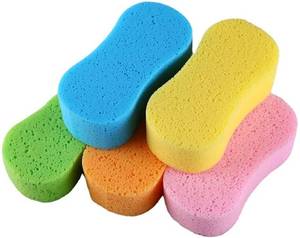 lot 90438 image: Car Wash Sponge, 3 Pack Extra Thick Large Colorful Cleaning Sponge Multi-Purpose for Bathroom Kitchen Bike Boat (Random 3-Color Mix)