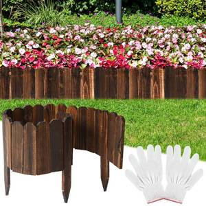 lot 90443 image: Bucherry 1 Pcs Wood Garden Edging Border Fence with White Gloves Wooden Fence Landscape Wood Border Edging for Garden Yard Pathway Outdoor Patio Decoration 8 x 47 Inches