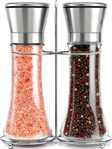 lot 90447 image: Willow & Everett Salt and Pepper Grinder Set - Stainless Steel Refillable Salt & Peppercorn Shakers