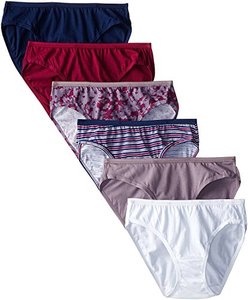 lot 90448 image: Fruit of the Loom womens Tag Free Cotton Panties bikini underwear, 6 Pack - Assorted Colors, Size 9 US
