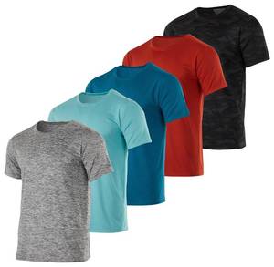 lot 90453 image: 5 Pack Men�s Active Quick Dri Dry Fit Crew Neck T Shirts Athletic Running Gym Workout Short Sleeve Tee Tops Camisas para Hombres Summer Large