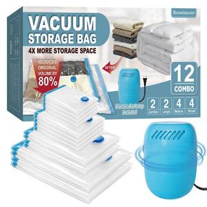 lot 90469 image: Vacuum Storage Bags with Electric Pump, 12 Combo (2Jumbo2Large4Medium4Small) Space Saver Bags Vacuum Seal Bags with Pump, Space Bags, Vacuum Sealer Bags for Clothes, Comforters, Blankets, Bedding