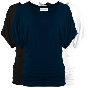 lot 90472 image: Free to Live 3 Pack Dolman Short Sleeve Business Casual Tops for Women Shirts Fall Dressy Tunic (Medium, Black, Navy, White)