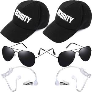 lot 90478 image: 6 Pieces Playing Cosplay Toy Secret Service Dress up Includes Earpiece Earplugs Acoustic Tube Headset Sunglasses and Black Security Hat for Teens Boys Playing Cosplay Costume Party Accessory Kit