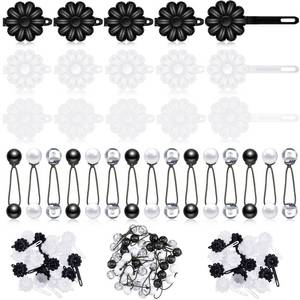 lot 90491 image: 72 Pcs Hair Accessories Set - Barrettes, Hair Balls, Self Hinge Ties, Bubble Bows, Flowers, Plastic Clips for Girls, Baby, Toddler (Black, White, Clear)