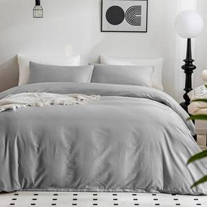 lot 90525 image: JELLYMONI Cotton Duvet Cover Twin Size - 100% Washed Cotton Linen Like Textured Comforter Cover, 2 Pieces Breathable Soft Bedding Set with Zipper Closure (Light Gray, Twin 68x90)