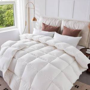 lot 90527 image: CYMULA Feather Down Comforter Queen Size - All Season Duvet Insert with Luxurious Down Fill - 8 Corner Tabs and Machine Washable with 100% Cotton Cover - White 90 x 90 Inch