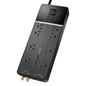lot 90528 image: Rocketfish 8-Outlet2-USB Wall Tap Surge Protector Strip - Compact Multi-Outlet Power Strip with USB Ports - Surge Protection Power Strip with Noise Filter & Universal Compatibility
