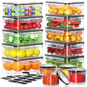 lot 90529 image: 28 Pcs Food Storage Containers with Lids (14 Lids & 14 Containers),Airtight BPA Free Microwave DishwasherFreezer Safe Plastic Food Containers Set for Kitchen Organization for Meal Prep & leftover