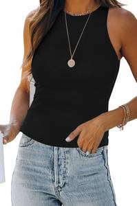 lot 90533 image: KEEPBEAUTY Womens Halter Tops Summer Sleeveless Shirts Sexy High Neck Fitted Tops Racer Back Tank Tops Blouses Black Large
