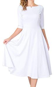 lot 90544 image: Marycrafts Womens Fit Flare Tea Midi Dress for Office Business Work Size 12 White