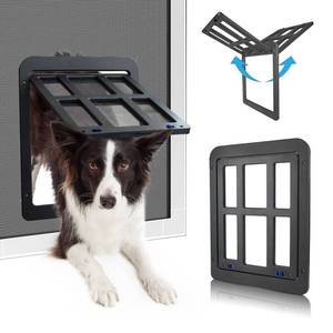 lot 90547 image: PETLESO Dog Door for Sliding Door, Lockable Dog Screen Door with Magnetic Closure Easy Install Pet Door for Dogs Cats, 11x13 Black