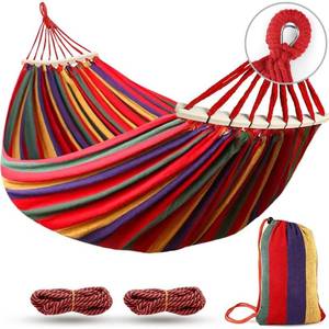 lot 90548 image: MOSFiATA Camping Hammock 550lb Upgraded Thickened 320G Canvas Fabric Single Hammocks with Two Anti Roll Balance Beam and Sturdy Metal Knot Tree Straps for Camping, Patio, Backyard, Outdoor