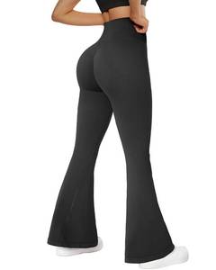 lot 90552 image: SUUKSESS Women Seamless Scrunch Butt Lifting Flare Leggings High Waisted Tummy Control Yoga Pants (Solid Black,Medium)