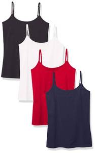 lot 90567 image: Amazon Essentials Womens Slim-Fit Camisole, Pack of 4, BlackNavyRedWhite, Medium