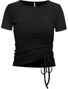 lot 90570 image: Workout Tops for Women Short Sleeve Athletic Yoga Shirts Fitted Side Drawstring Ruched(Black-047,XL)