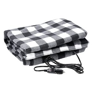 lot 90574 image: Stalwart Electric Car Blanket - Heated 12V Fleece Throw with 3 Settings, LED Indicators, and Timer for Road Trips, Tailgating, and Camping (Gray) - Retail $806.71